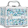 FRENESSA Makeup Train Case Cosmetic Case Organizer Portable Makeup Box 2 Trays with Mirror Makeup Organizer Case for Girls Makeup Supplies, Nail Kits, Crafts Sewing Travel Makeup Case Mosaic Puzzle