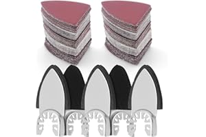 LOUZAGO 130 Pcs Oscillating Tool Sanding Pads Kit, 5 Pcs Finger Sanding Pads & 125 Pcs Finger Sandpaper Including 60/80/120/180/240 Grits, 40mm Finger Sanding Sheet Multitool Sanding Attachments