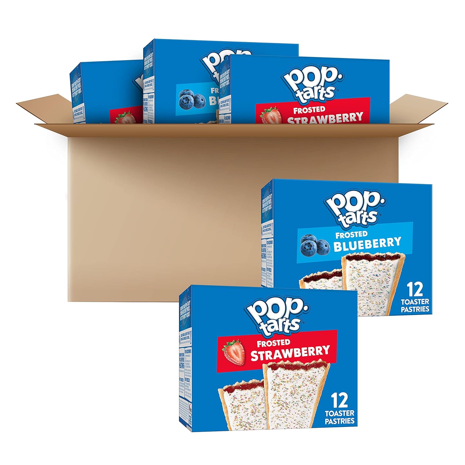 Pop-Tarts Toaster Pastries, Variety Pack, Frosted Blueberry (24 Pop-Tarts) and Frosted Strawberry (36 Pop-Tarts)
