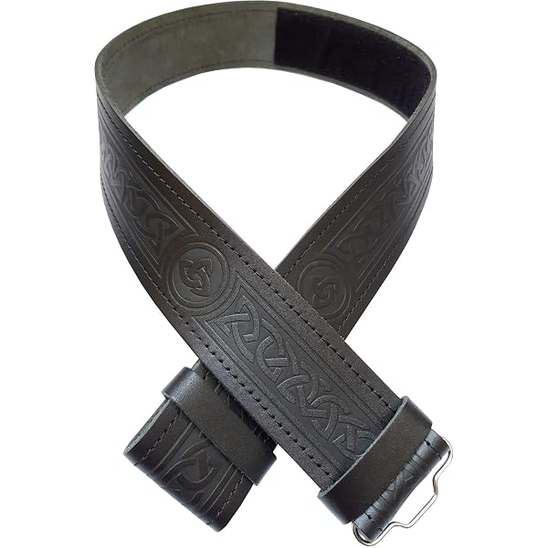 Cinturón De Cuero Con Hebilla De Cardo Escocés - Diseño En Relieve, Hebilla Antigua, Elegante Y Versátil