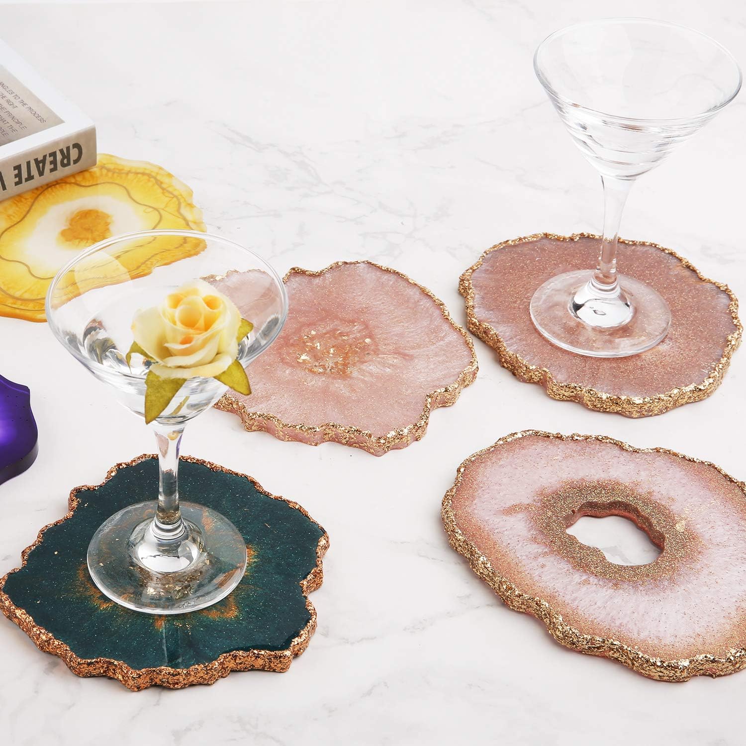 Hollow Agate Coaster Epoxy moulds，Silicone Resin moulds for for Making