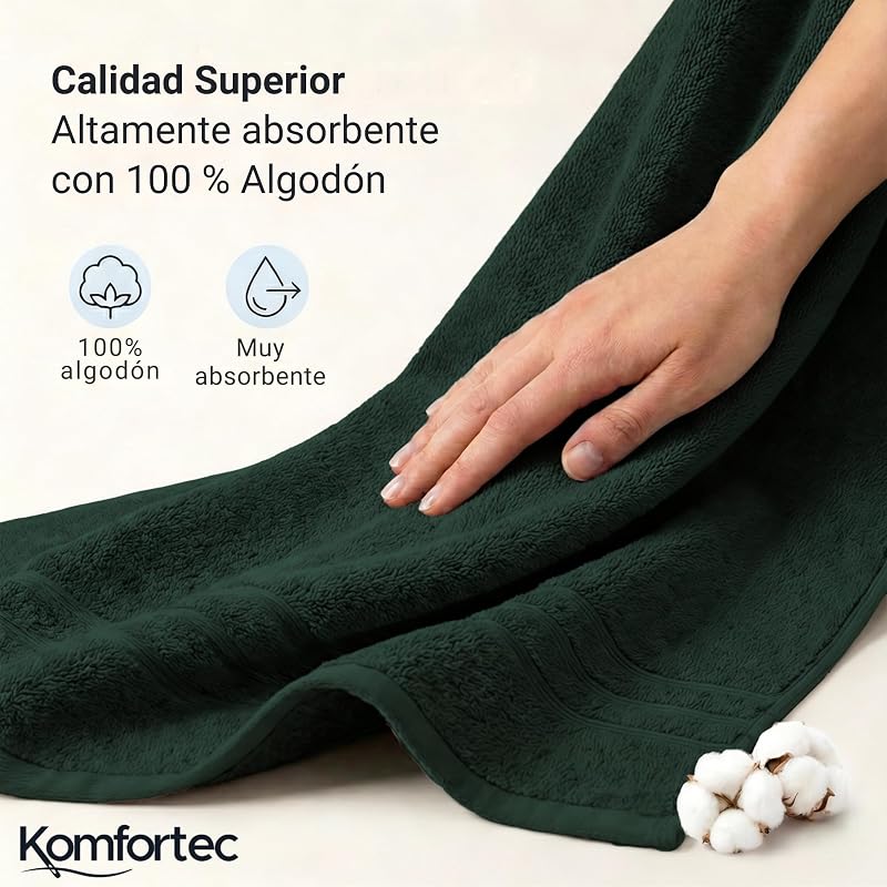Toalla de Baño Grande 100x200 cm, Sábana de Baño 100% Algodón — foto 3 de 6