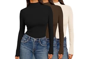 Ekouaer 3 Pack Womens Mock Turtleneck Tops Long Sleeve Shirts Slim Fit Fall Fashion Thermal Underwear Basic Winter Clothing