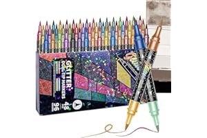 Glitter Pens Set, 14.8x1.2cm Double Tip Water Based Ink Tool for Sketching, Drawing, Albums, Projects, Scrapbooks, Lettering,