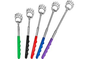 RMS 5 Pack Telescoping Back Scratcher - Extendable Telescope Back Scratchers - Bear Claw Metal Telescopic Backscratcher Eliminating Back Itching in Black, Blue, Green, Purple, Red Color