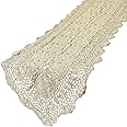 kilofly Handmade Crochet Cotton Lace Table Runner Tablecloth, 15 x 60 inch
