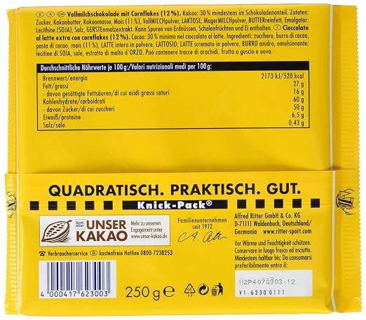 Ritter Sport 250g Knusperflakes Cremige Sahneschokolade Mit