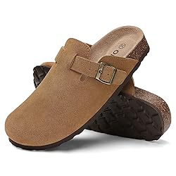 ODOLY Genuine Suede Clogs for Women Men Soft Cork
