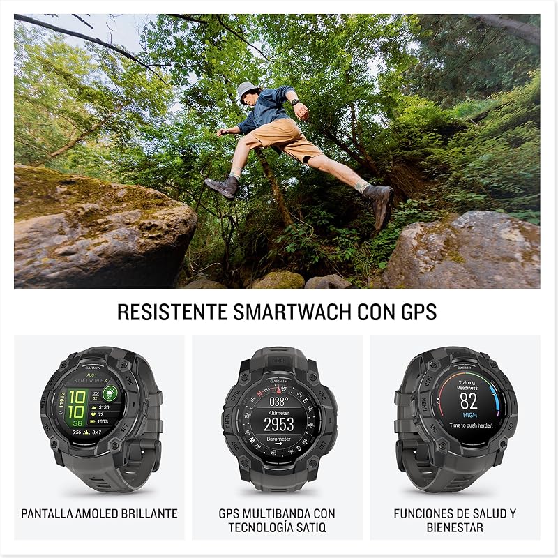 Instinct 3 50 mm, Reloj Inteligente con GPS, Negro