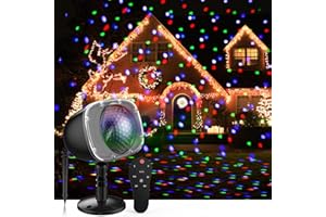 ARGIGU Christmas Projector Lights Outdoor,15 Colors Rotating Falling Snow Projection with Remote for Xmas Moving Points Landscape Lights for Home Indoor Yard Garden Party and for Show Club Pub Decorations