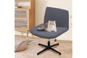 MINGPINHUIUS Armless Adjustable Chair Cover: Criss Cross Chair Cover Swivel Sofa Chair Slipcover Add Wide Task Office Chair Covers for Accent Chair (Metal Gray,Regular Style)