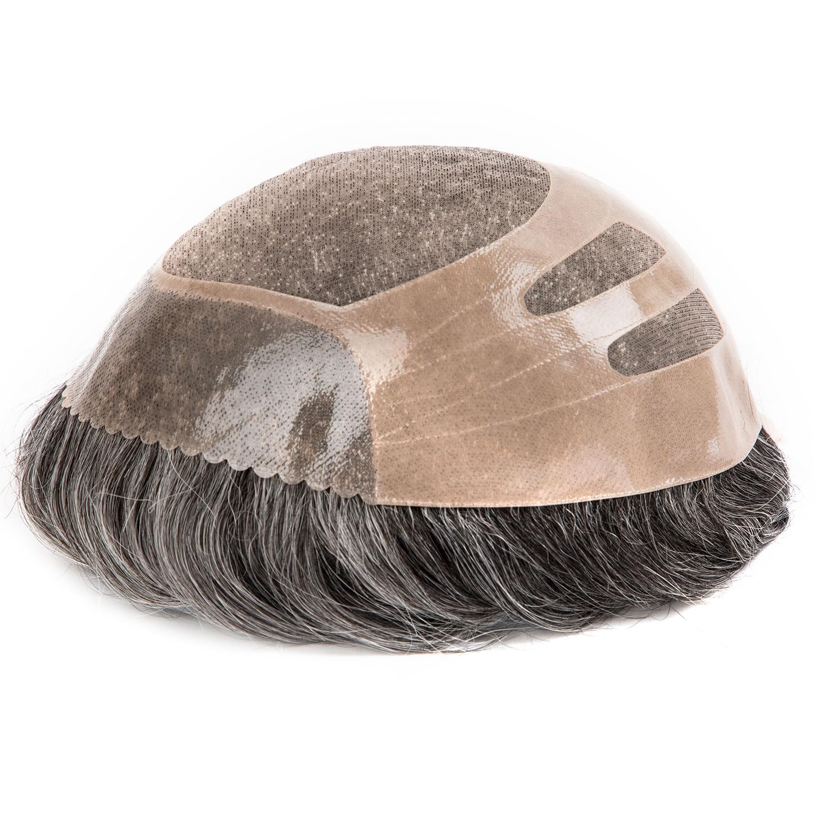 Ehairc Men's Bond Mono Lace Front & Npu Back Toupee - 100% Human Hair, Medium Density (#565)