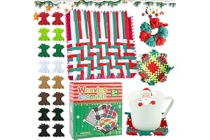 Caydo Christmas Weaving Loom Kit for Kids, Pot Holder Loom Kit for Girls 8-12, Include 448Pcs Weaving Loops(8 Colors), DIY Art and Craft Looms for Kid, Gift for Christmas & Craft-Loving Kids Age 8-12