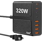 320W USB C Charger Block, 8-Port USB C Charging Station PD 65W PC Laptop Fast Charger Adapter for MacBookPro/Air,DELL,iPad,Portable Charging Station for iPhone,Samsung Galaxy