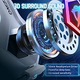 Ozeino Gaming Headset PS5 PS4 PC RGB Light 50mm Drivers White view 3