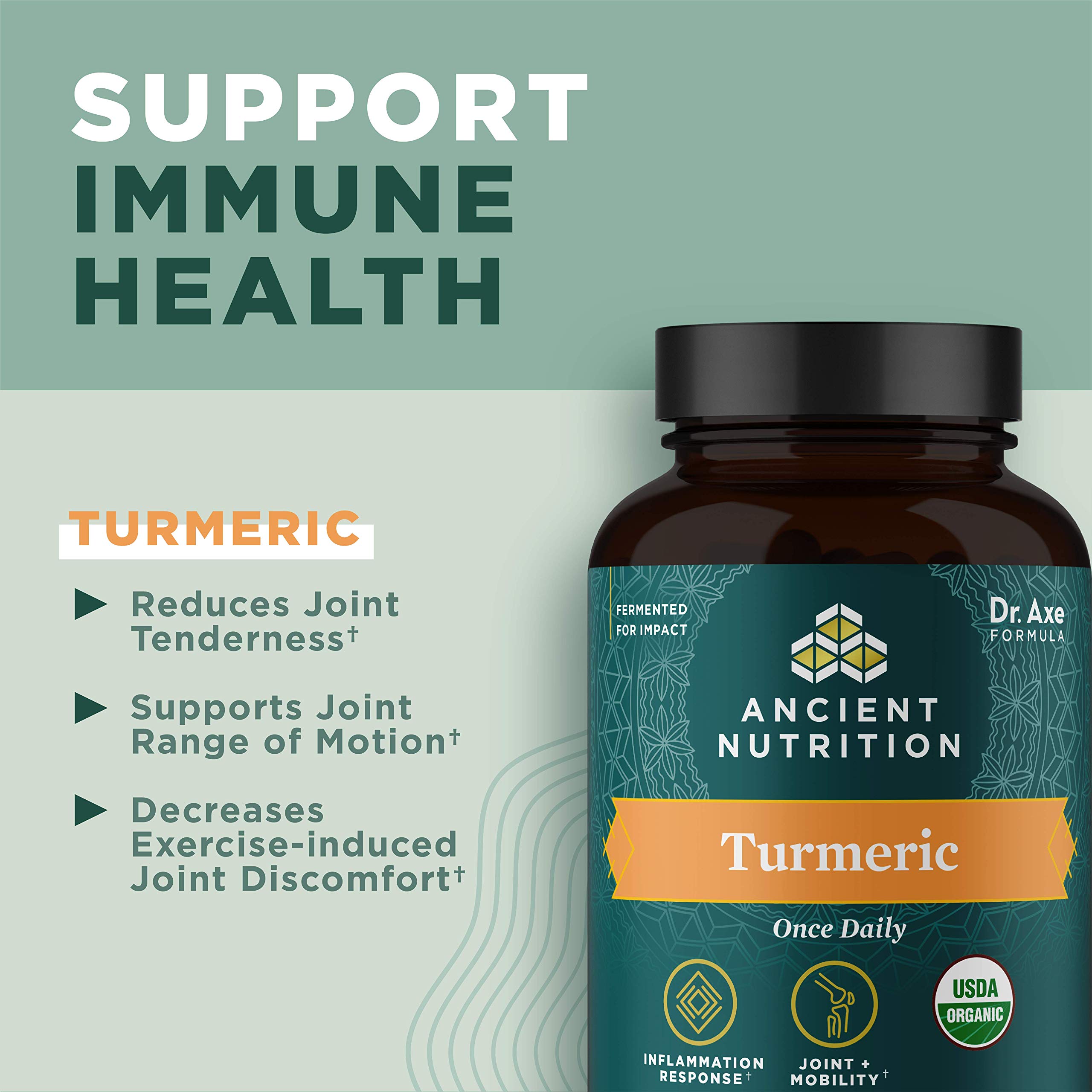 Ancient Nutrition Turmeric Capsules, Once Daily, Use as a Joint Supplement and Supports Inflammation, Gluten Free, Paleo and Keto Friendly, 30 Tablets