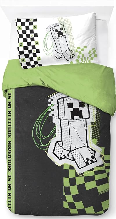 Jay Franco Minecraft Single Duvet Cover Set 100% Cotton Green 2 Piece