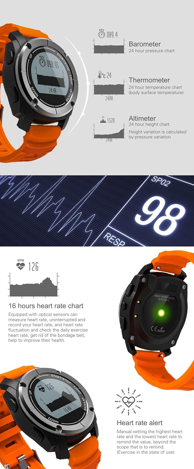 Amazon.com: BOND S928 GPS Watch Real-time Heart Rate Tracker ...
