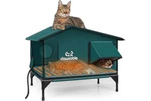 ROLIMATE Heated Cat House for Outside in Winter, Elevated Insulated Cat Houses for Outdoor Cats with Heated Pad, Waterproof Outdoor Cat Shelter for Strays, Ferals and Community Cats