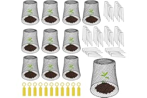 FCENDS 11 Pcs Chicken Wire Cloche Plant Protector Cover, Garden Cloches for Young Plants, Keeping Rabbit, Bird and Other Small Animals Out, Garden Stakes and Plant Labels Included (11, Black)