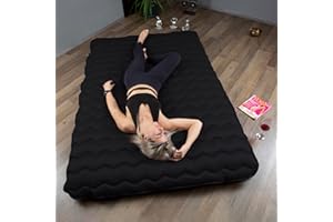 BEDIA Futon Mattress, Japanese Floor Bed, Portable, Roll up, Extra Thick and Comfortable (Black, Twin-Soft)