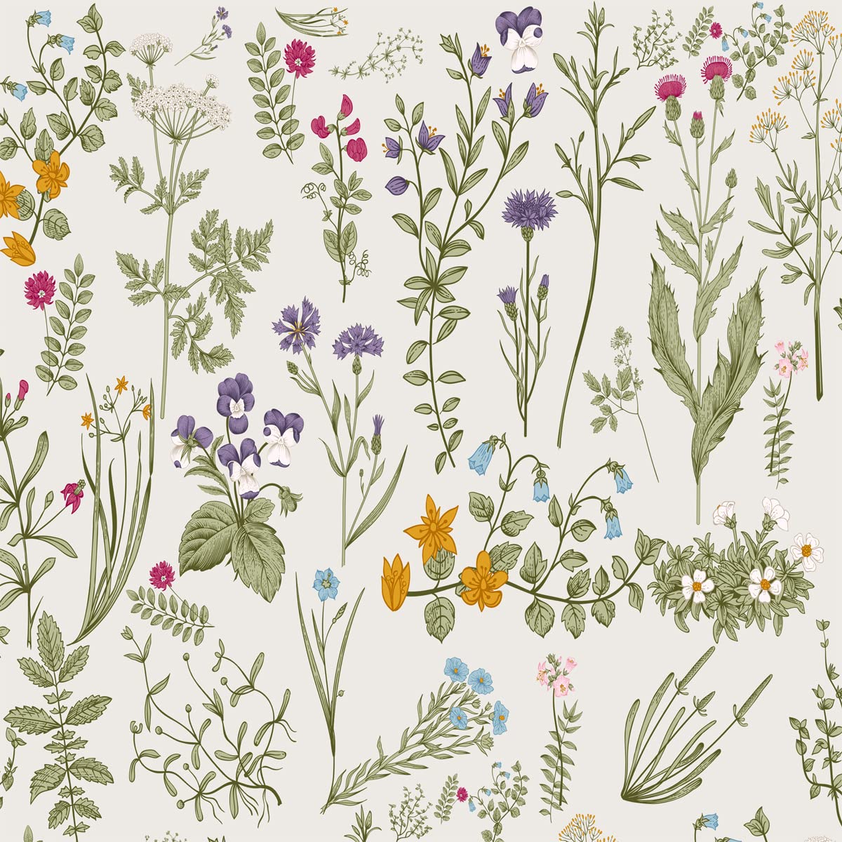 Floarl Upholstery Fabric by The Yard,Farmhouse Flowers Reupholstery Fabric for Chairs,Garden Floral Botanical Waterproof Outdoor Fabric,3 Yards,(L276*W150cm) Purple Green