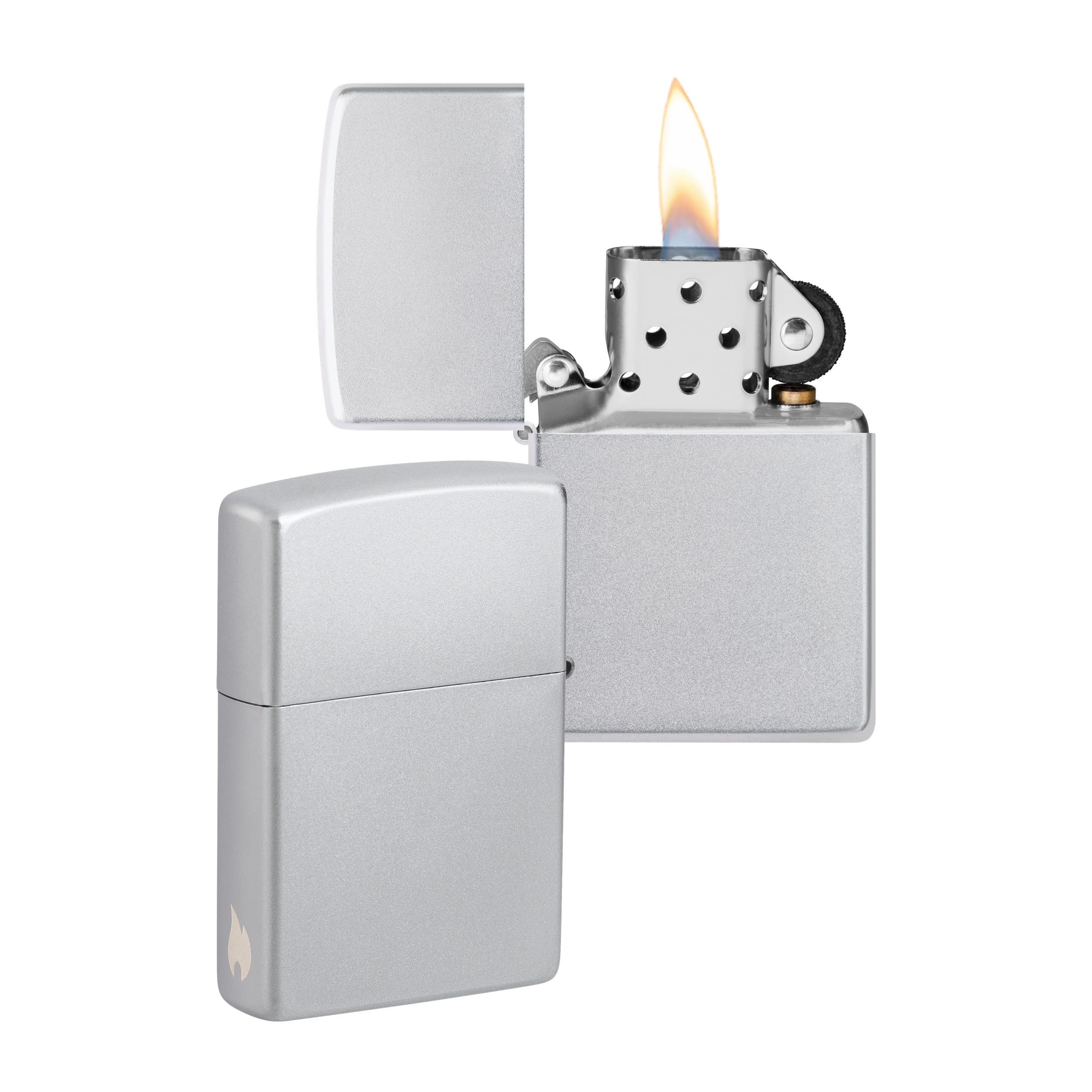 Zippo Windproof Lighter - Flame Design - Satin Chrome - Refillable - Reusable - Windproof - Gift Box - Metal - Made in USA - Amazon Exclusive — image 1