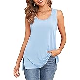 TAIPOVE Pima Cotton Tank Tops for Women Loose Fit Summer Sleeveless Shirt Ladies Scoop Neck Flowy Tunic T-Shirts
