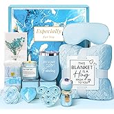 Birthday Gifts Basket for Women, Get Well Gifts, Spa Care Package with Flannel Blanket, Tumbler - Valentine's, Mother's Day, Christmas Gifts for Women, Mom, Wife, Girlfriend, Friends, Sister