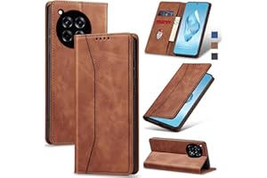Jasonyu Flip Wallet Case for OnePlus 12R,Leather Magnetic Folio Cover with Card Holder,Kickstand - TPU Shockproof Durable Protective Phone Case,Brown