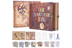 FEIYU BUY Adventure Book 148-Page DIY Handmade Scrapbook Kit - Embossed Leather Cover - Gift Boxed with Full DIY Accessories for Couples, Weddings, Anniversaries & More for Life’s Greatest Adventures