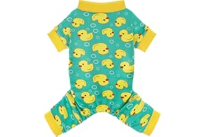 Paiaite Dog Pajamas Onesie: Comfortable Four-Legged Apparel for Small, Medium, & Large Dogs, Polyester Material for Comfort, Wrinkle Resistance, Moisture Wicking, and Stretchiness Yellow Duck S