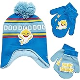Nickelodeon Boys' Baby Shark Winter Hat and 2 Pairs of Mitten Set (Toddler)