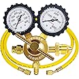 JZWELD Nitrogen Regulator, Nitrogen Gauge HVAC with 60" Hose, 0-800 PSI Delivery Pressure Equipment Brass Inlet Outlet Connection Gauges