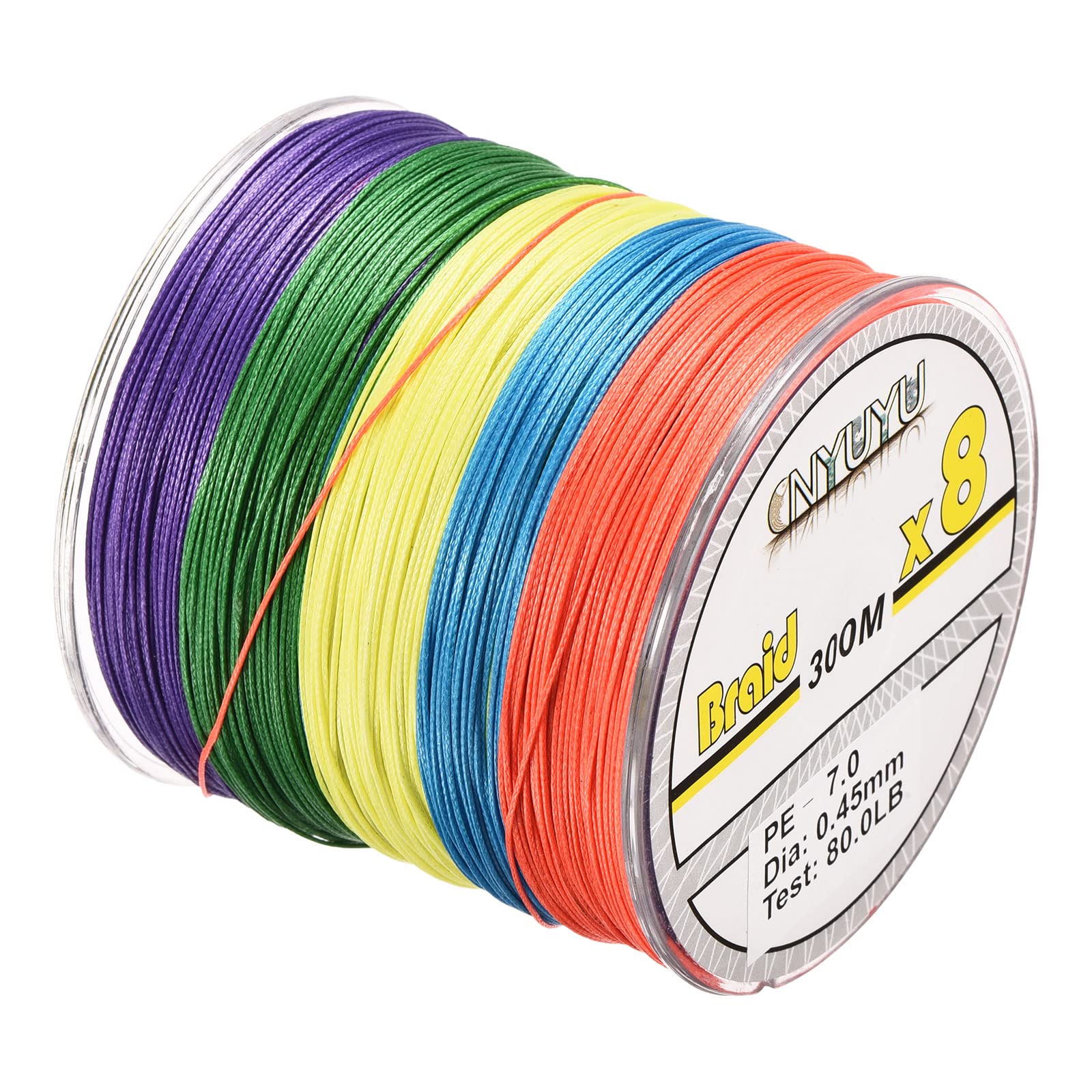 PATIKIL 328Yard/984Ft Braided Fishing Line 8 Strands, 80LB PE Braided Line Abrasion Resistant Zero Stretch for Saltwater or Freshwater, Colored