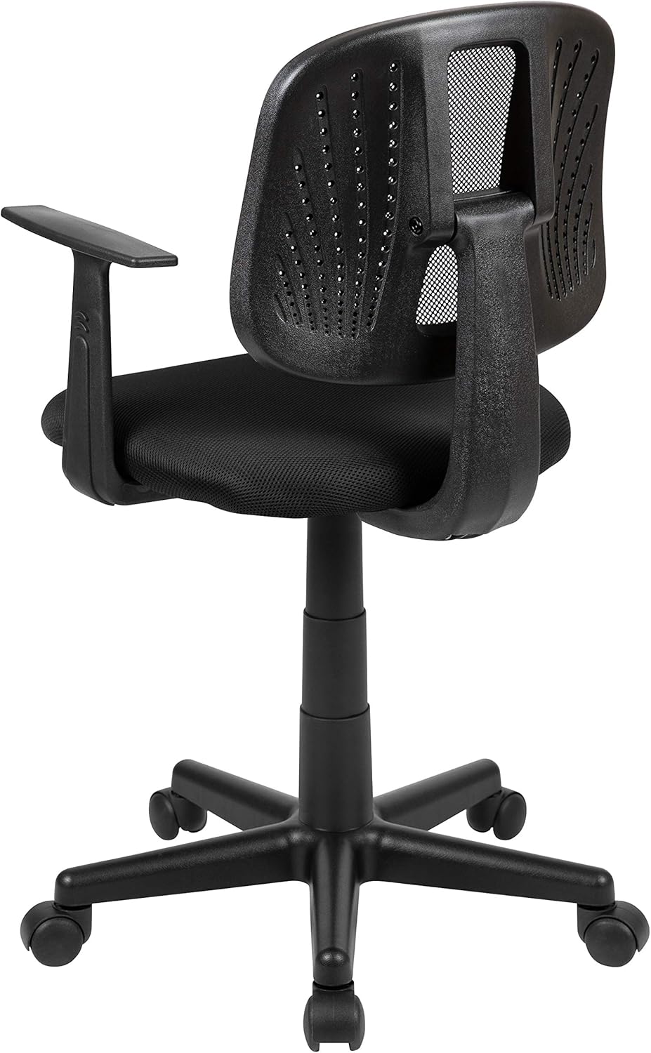 Flash Fundamentals Mid-Back Black Mesh Swivel Task Office Chair with Pivot Back and Arms: Furniture & Decor
