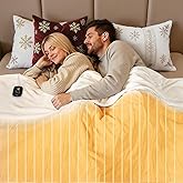 WOOMER Heated Blanket Twin Size 62" x 84", Electric Blanket with 0.5-12 Hours Timer & 10 Heating Levels, ETL Certified, White Double-Sided Velvet, Over-Heat Protect, Machine Washable