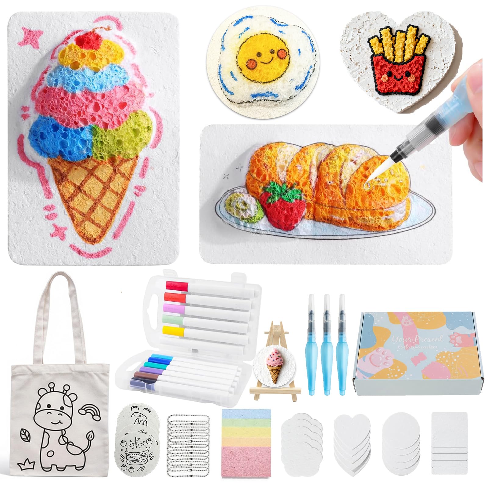 Bolizon 59 Pcs Magic 3D Puffy Paint Art Kit, All-in-One Foam Texture Painting Set with Colour-Your-Own Canvas Tote Bag & Gift Box (Ages 4–10)