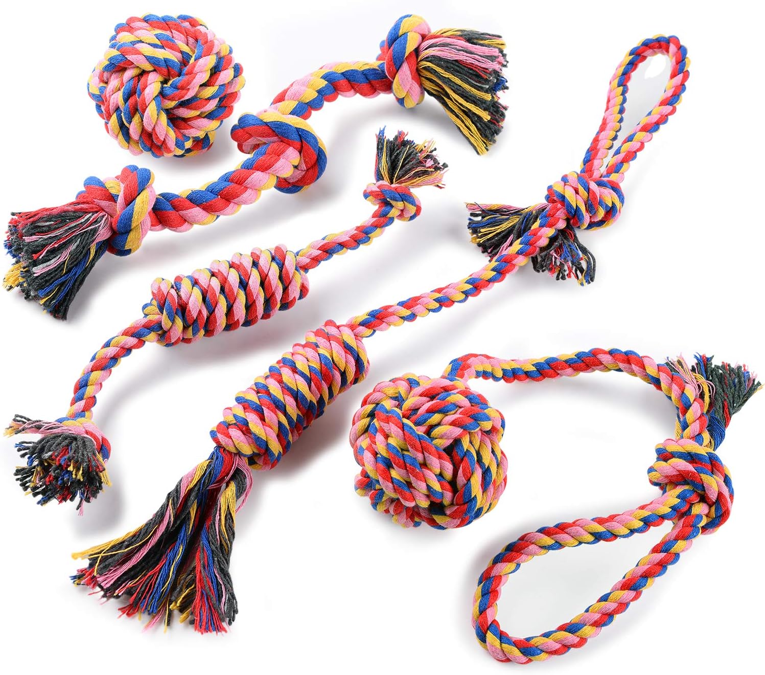 TOYSBOOM 5 Piece Dog Rope Toys Puppy Flossy Chew Rope Tug Toy for Small, Medium Dogs, Value Pack Dog Toy