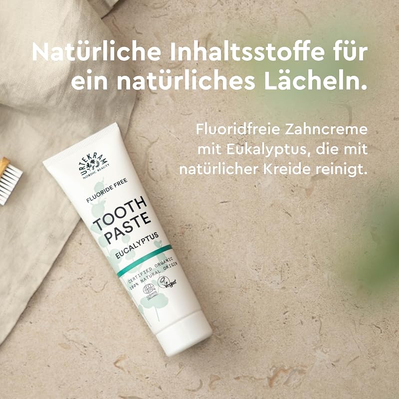 Eukalyptus Zahnpasta für die Zahnfleischgesundheit – Reduziert Plaque mit fluoridfreier Zahnpasta – Bio veganer natürlicher Herkunft – Urtekram Dental, 75 ml (1er Pack)