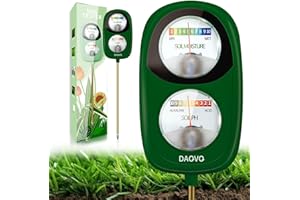 DAQVQ 2-in-1 Soil Moisture Meter, Soil PH Meter, Large Dual-Screen Soil PH Tester & Moisture Meter for Plants Indoor&Outdoor Garden,Lawn,Farm Soil Test Kit-No Battery Needed-Leaf Green