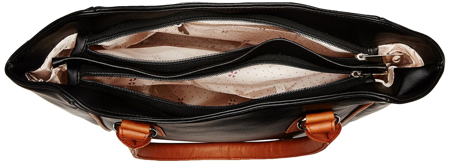 fantosy women's handbag (black and tan) (fnb-354)