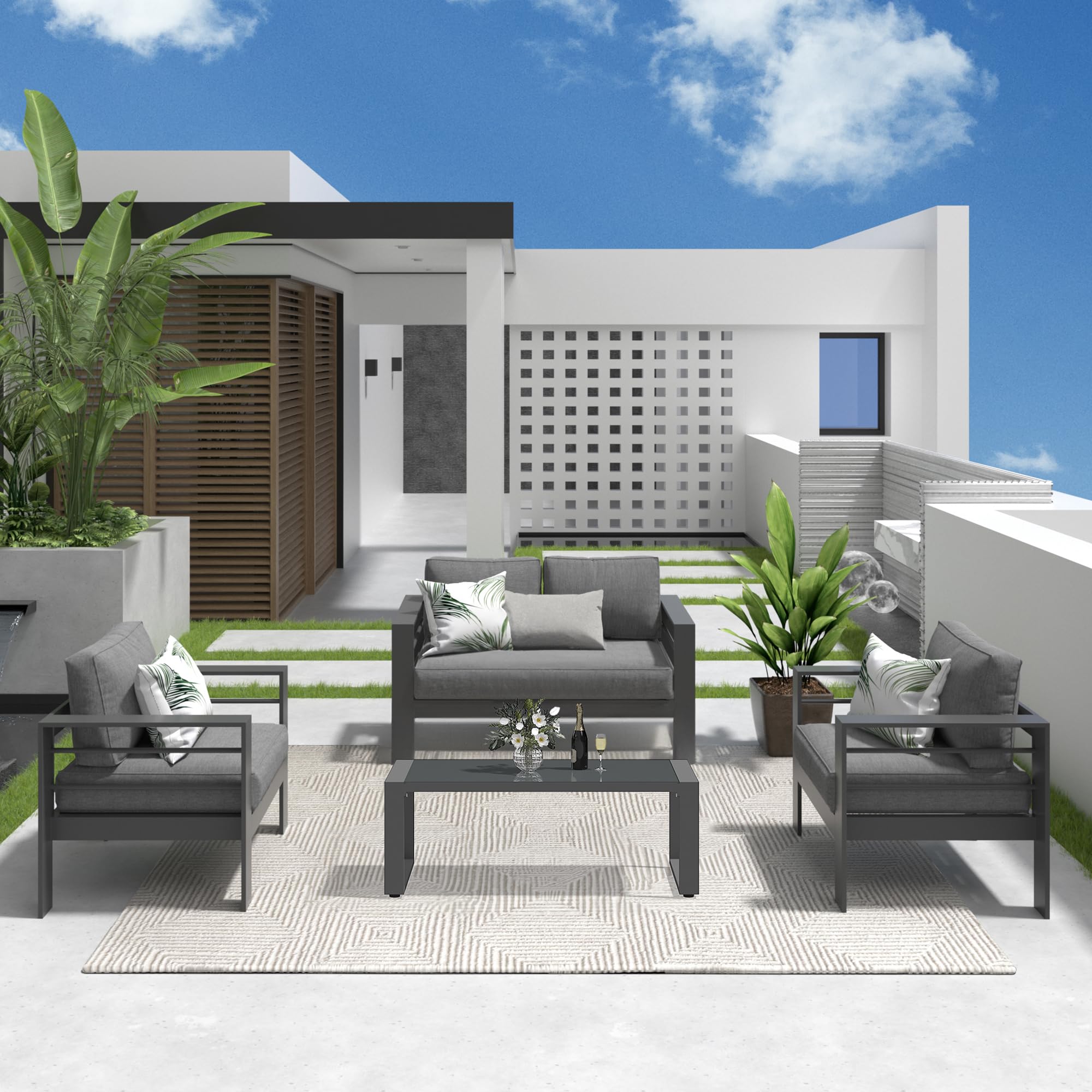 Photo 1 of *PARTIAL SET* Solaste Outdoor Aluminum Furniture SET GRAY TABLE *ONLY THE TABLE*