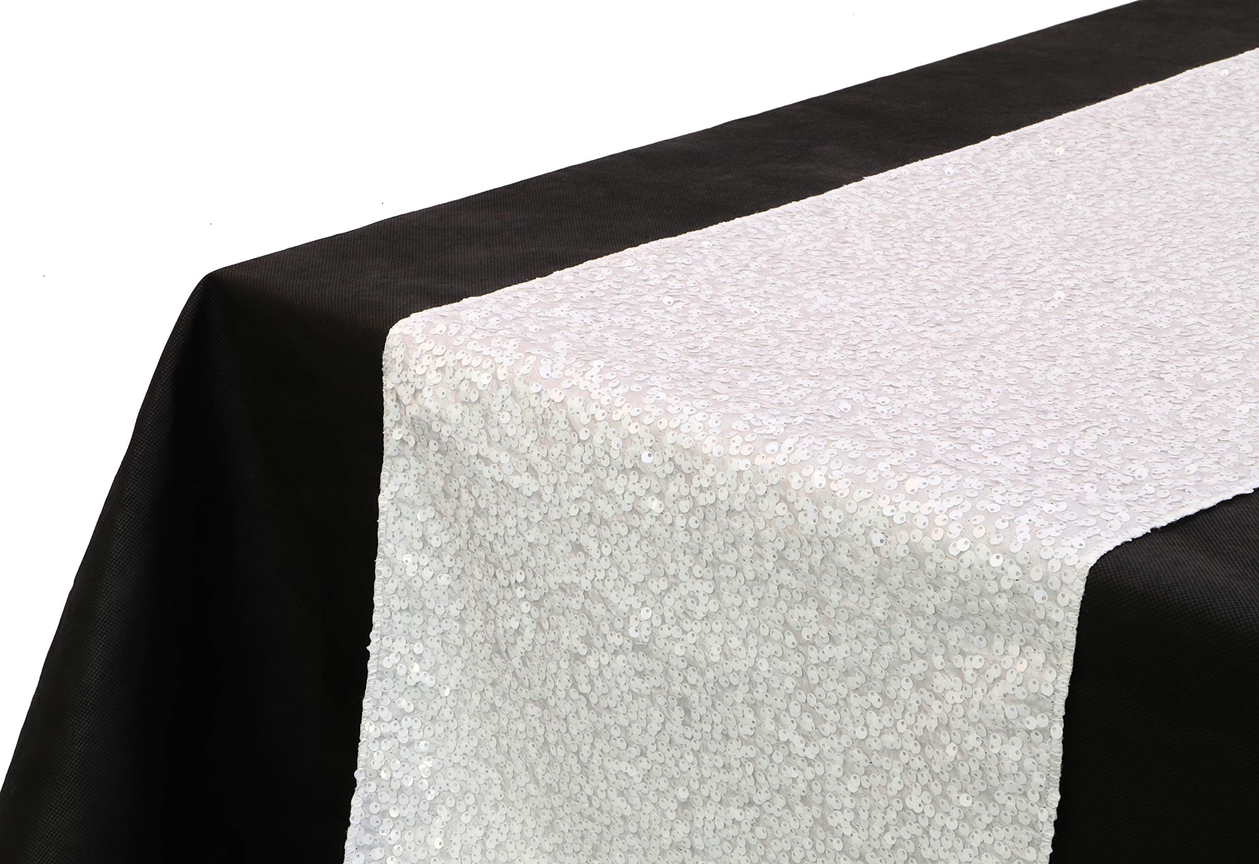 Christmas Concepts® Sequin Table Runner - 13" x 60" - Wedding / Party Decoration - Luxury Wedding Decorations (White)