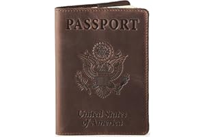Shvigel US Leather Passport Book Cover - Thin American Travel Passport Holder - Premium International USA Passport Protector Case for Women Men (Brown Vintage)