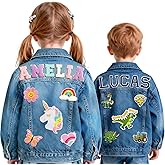 OELTTG Personalized Kids Denim Jacket with Names, Custom Girls Jean Jackets Clothes, Back to School Outfits, Easter Gifts for Kids Toddlers, 1-14 Year Old Girl Boy Birthday Christmas Gift
