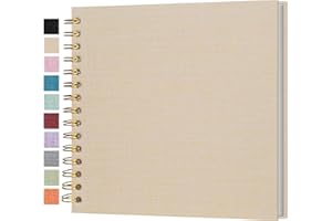Cherrich Small Scrapbook 8x8 Inch, Linen Photo Album Mini Scrap Book, Kraft White Pages Memory Book for Wedding, Baby, Family, Graduation, Travel, Dog, Vacation