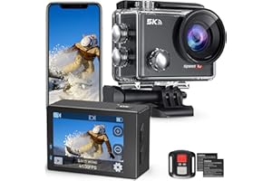 HIICAM Speed 10 Action Camera 5K 30FPS Waterproof Underwater 131 FT with EIS, Remote Control Speed 10 Sports Camera 5X Zoom Without Memory Card, 2x1350mAh Battery, Deep Black