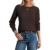 GRACE KARIN Women's Fall Knit Sweater Top, Long Sleeve Merino Wool Blend Pullover, Casual Crewneck Waffle Clothes 2025