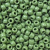 Pony Beads Olive Green Crow Beads Made in USA 6x9mm Large Hole…